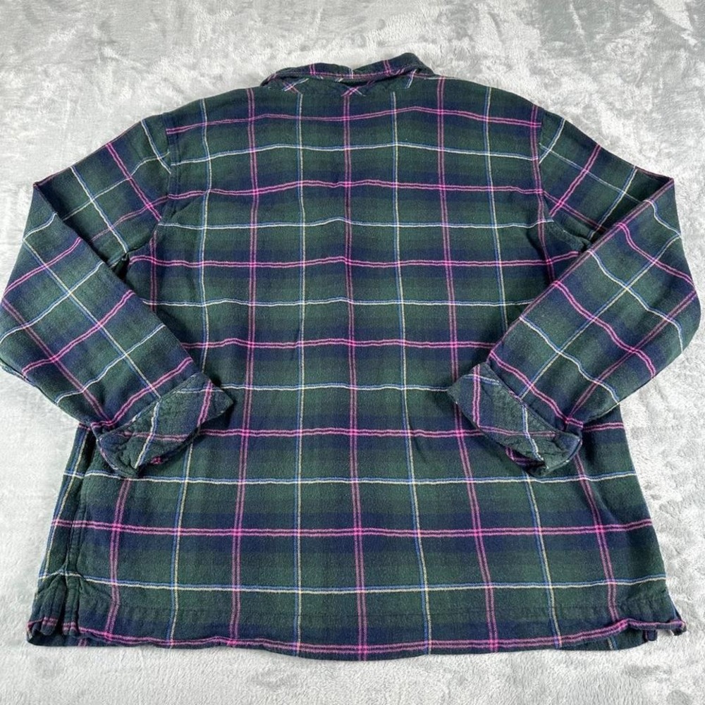 Lauren Ralph Lauren Plaid Flannel Pajama Top Women Medium Green Preppy Old Money - Picture 2 of 6